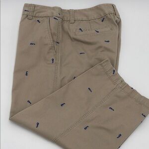 Liz Claiborne Tan and Blue Capri Chinos with Embroidery